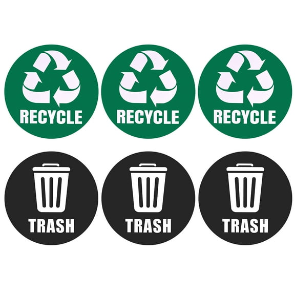 Uxcell 5 Inch Recycle Sticker Trash Can Labels Self Adhesive Recycling Vinyl Green Black 6pcs