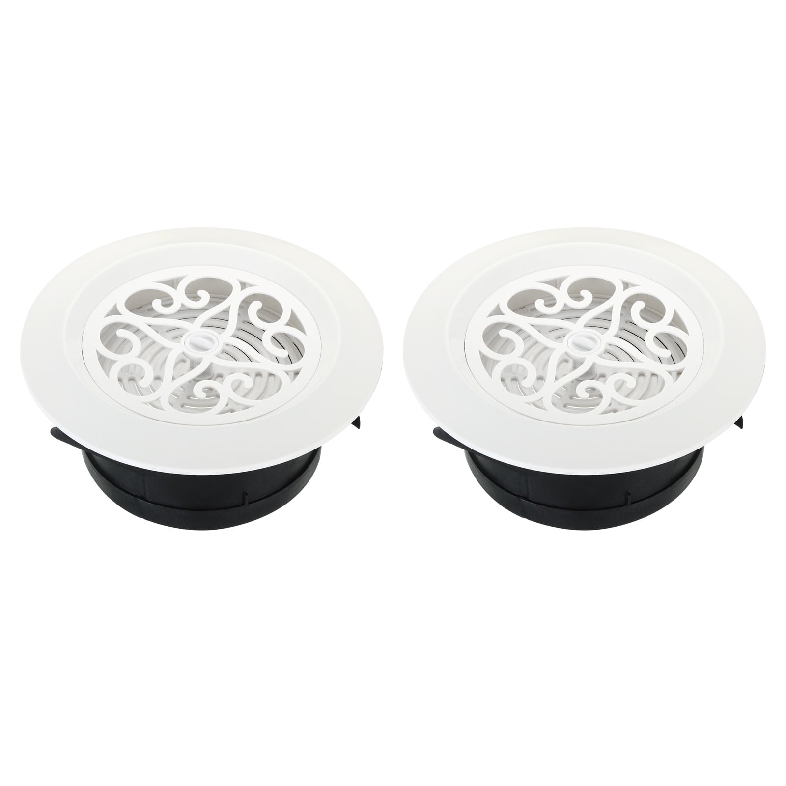 Uxcell 5 Inch Round Air Vent 2pcs Adjustable Ceiling Diffuser Grill Cover ABS Louver Soffit Vent with Screen White