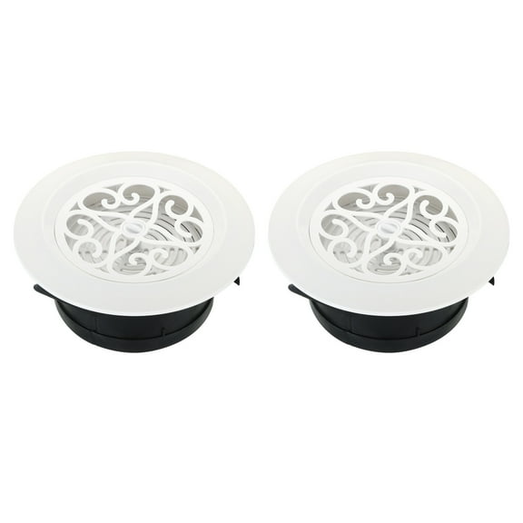 Uxcell 5 Inch Round Air Vent 2pcs Adjustable Ceiling Diffuser Grill Cover ABS Louver Soffit Vent with Screen White
