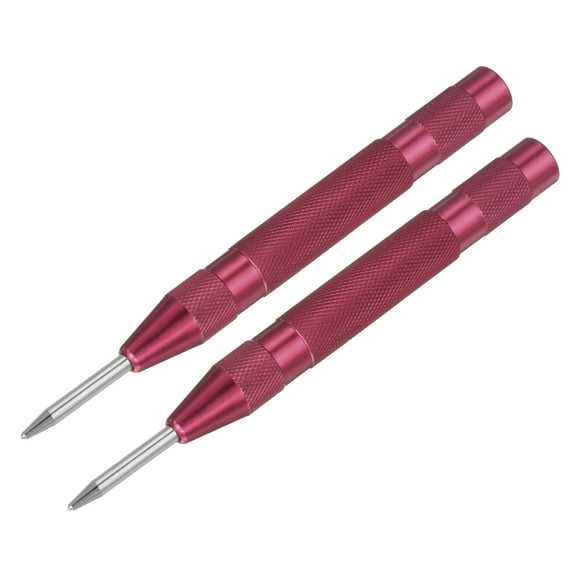 Uxcell 5-Inch Spring-Loaded Adjustable Automatic Center Hole Punch Puncher Red 2 Pack