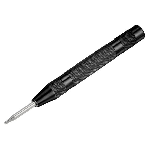 Uxcell 5-Inch Spring-Loaded Adjustable Automatic Center Hole Punch Puncher Tool Black