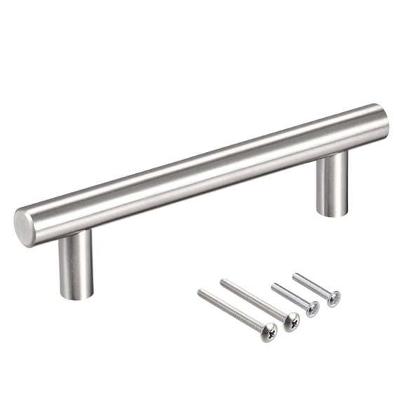 Uxcell 5" Length 3" Hole Center Stainless Steel T Bar Pull Handle 12mm Diameter 6 Pack