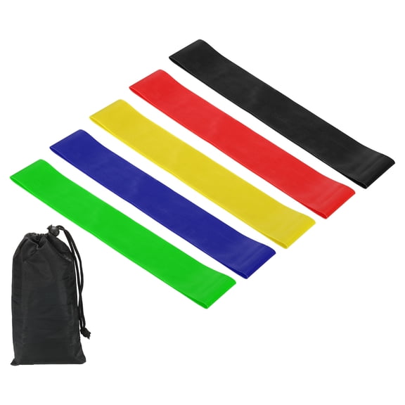 Uxcell 5 Levels TPE Resistance Bands Elastic Workout Bands Exercise Loop, Set of 5