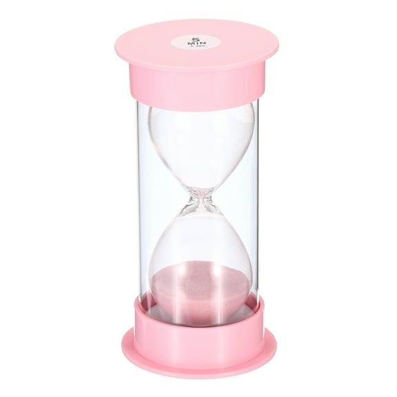 Uxcell 5 Min Sand Timer, 1Pcs 5.26 x 2.53inch Small Sandy Clock, Count Down Sand Glass, Pink
