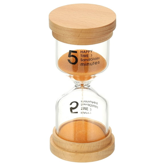 Uxcell 5 Minute Sand Timer, Wooden Sand Watch Glass Sand Clock for Games, Classroom, Kitchen, Office, Home, Orange
