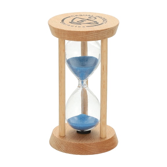 Uxcell 5 Minutes Sand Timer, 1 Pcs Wooden Sand Watch High Glass Sandglass Timer for Living Room Home Office Restaurant Decoration, Blue