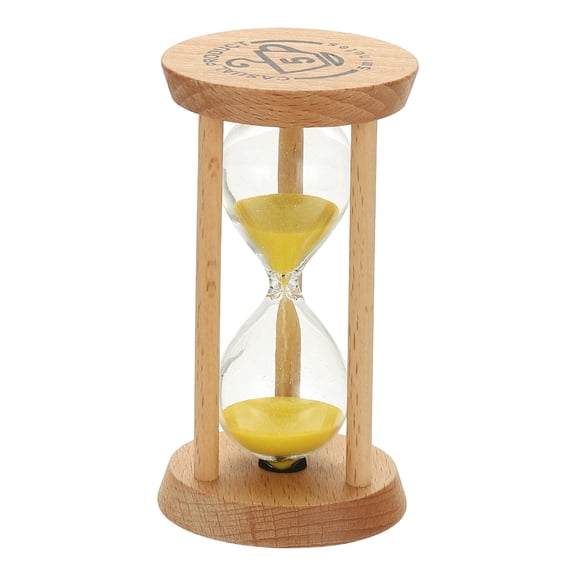 Uxcell 5 Minutes Sand Timer, 1 Pcs Wooden Sand Watch High Glass Sandglass Timer for Living Room Home Office Restaurant Decoration, Yellow