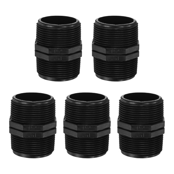 Uxcell 5-Pack 1-1/2 Inch MPT Connector Straight Coupling, Plastic 1-1/2 to 1-1/2 Male MPT Double Male Pipe Thread Head Pipe Riser