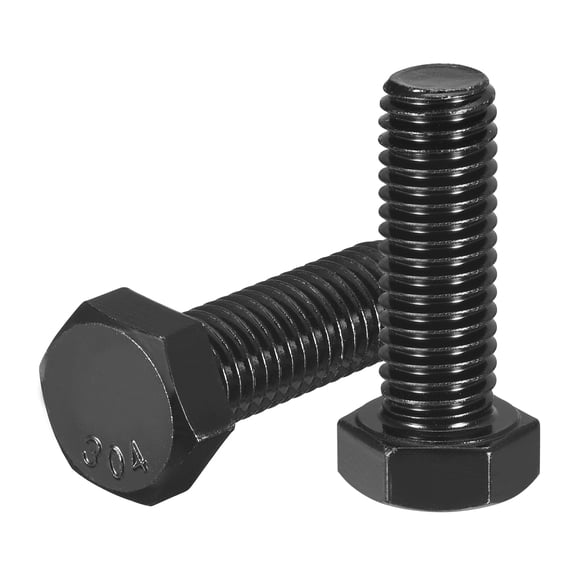 Uxcell 5 Pack 1/2-13 x 1-1/2" Hex Head Bolts, 304 Stainless Steel Fully Threaded Hex Head Screw, Black Oxide Finish, Hex Bolts for Construction, Machinery Manufacturing, Black