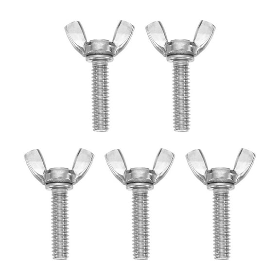 Uxcell 5 Pack 1/4-20" x 1" Wing Butterfly Screw Bolts, 304 Stainless Steel Machine Fastener, Thumb Hand Screws for Electronic Equipment, Silver Tone