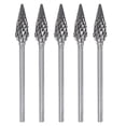 thumbnail image 1 of Uxcell 5 Pack 1/4" (6mm) Head 3/32" (2.35mm) Shank 60 Degree Cone M Shape Double Cut Carbide Rotary Burrs, 1 of 5