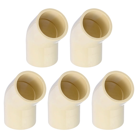 Uxcell 5-Pack 1 Inch CPVC Pipe Fittings 45DEG Elbow Slip to Slip Coupling Adapter, CTS Fittings Coupling Adaptor Adapter for DIY [Beige]