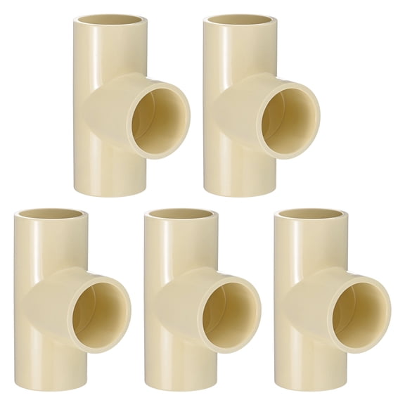 Uxcell 5-Pack 1 Inch CPVC TEE Pipe Fittings Coupling Adapter, CTS Fittings Coupling Adaptor Adapter for DIY [Beige]