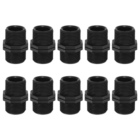 Uxcell 5-Pack 1 Inch MPT Connector Straight Coupling, Plastic 1/1 to 1 Male MPT Double Male Pipe Thread Head Pipe Riser
