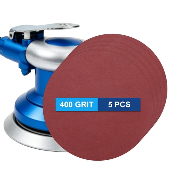 Uxcell 5 Pack 127 mm PSA Sanding Discs 400 Grit Aluminum Oxide Self Adhesive Sticky-Back Sandpaper for DA Sander and Disc Sander, Good for Wood Car Paint Polish Fine Grinding, Red