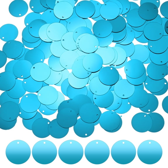 Uxcell 5-Pack 20 mm Flat Round Loose Sequins Paillettes for Crafts for DIY Projects/Sewing [Lake Blue]