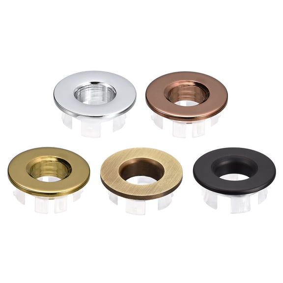 Uxcell 5 Pack 25.3mm Sink Trim Overflow Cover Ring Round Hole Insert in Caps, Multi Color