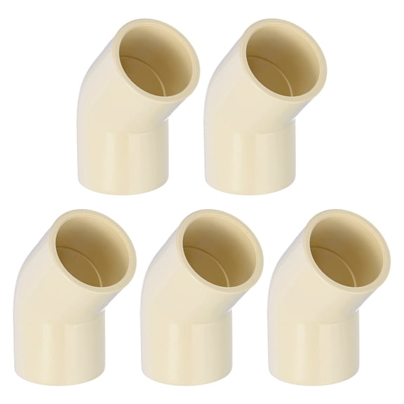 Uxcell 5-Pack 3/4 Inch CPVC Pipe Fittings 45DEG Elbow Slip to Slip Coupling Adapter, CTS Fittings Coupling Adaptor Adapter for DIY [Beige]