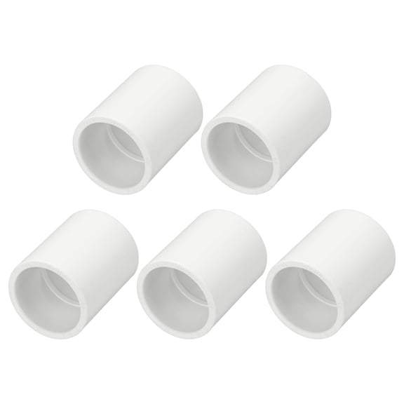 Uxcell 5-Pack 3/4 Inch PVC Pipe Fitting Pipe Coupling Adapter, Sch40 Slip Socket Connectors for Industrial Use [Socket x Socket, White]