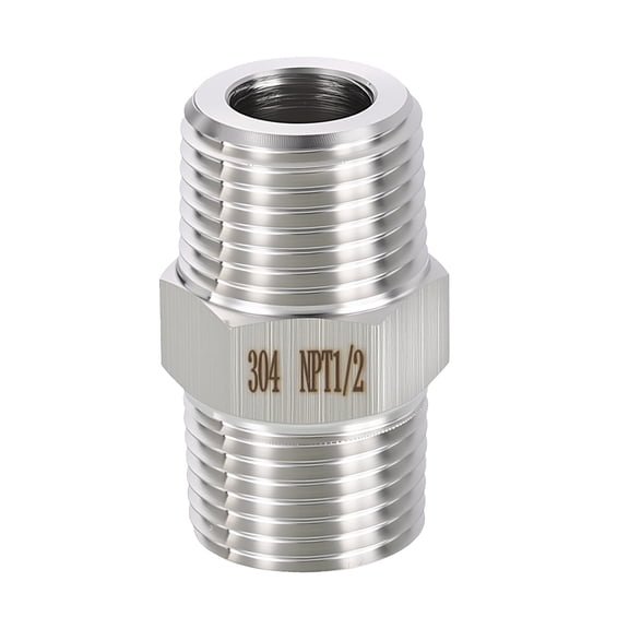 Uxcell 5 Pack 304 Stainless Pipe Fittings,1/2" MNPT to 1/2" MNPT Reducer W/Sealing Tape