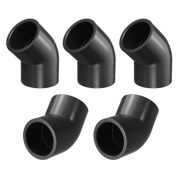 Uxcell 5 Pack 45 Degree PVC Elbow Fitting 1/2", Schedule 40 Elbow Corner Adapter, Socket x Socket, Pipe Fitting Connectors Water Flow Transition for Plumbing, Irrigation, Pool, Grey