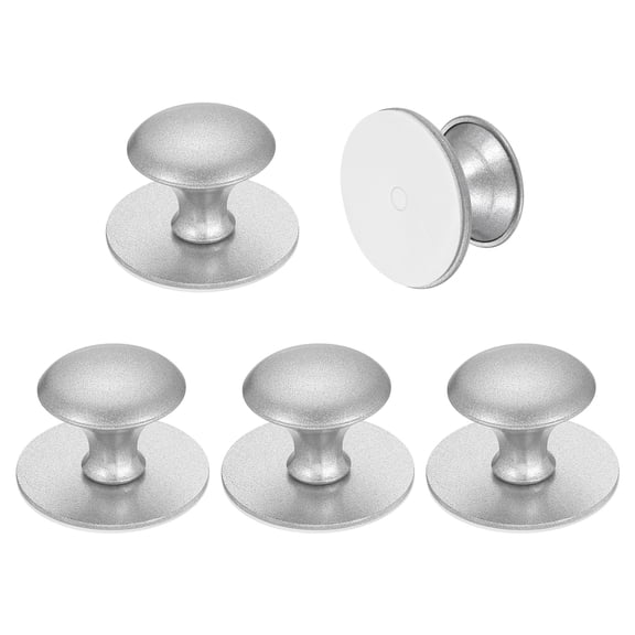 Uxcell 5 Pack Adhesive Cabinet Knobs, Stainless Steel Self-Stick Drawer Knobs, No Drilling Round Stick on Instant Handle Cabinet Pull for Wardrobe Cupboard Drawer Closet, Silver