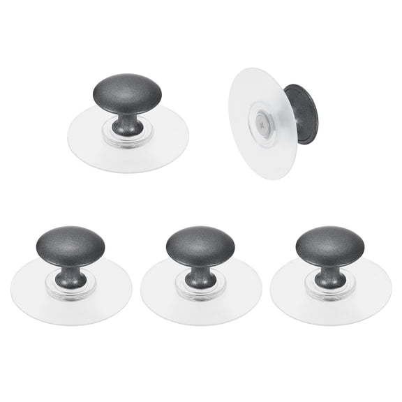 Uxcell 5 Pack Adhesive Cabinet Knobs, Stainless Steel Self-Stick Drawer Knobs, No Drilling Round Stick on Instant Handle Cabinet Pull for Wardrobe Cupboard Drawer Closet, Gray/Clear
