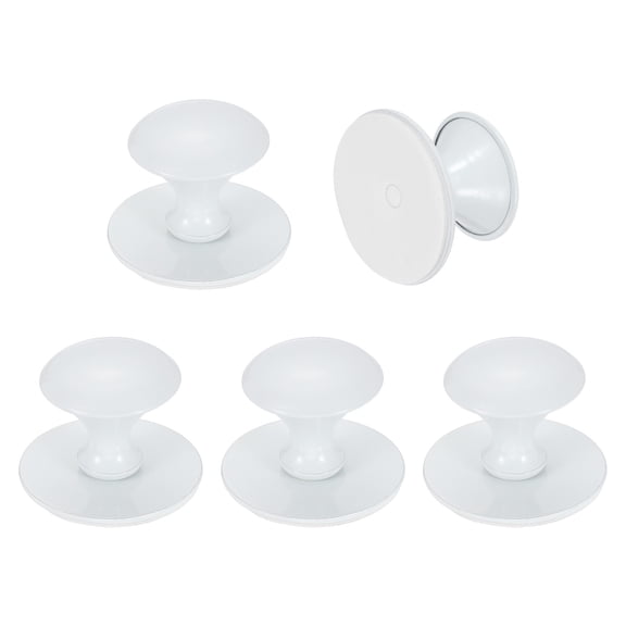 Uxcell 5 Pack Adhesive Cabinet Knobs, Stainless Steel Self-Stick Drawer Knobs, No Drilling Round Stick on Instant Handle Cabinet Pull for Wardrobe Cupboard Drawer Closet, White
