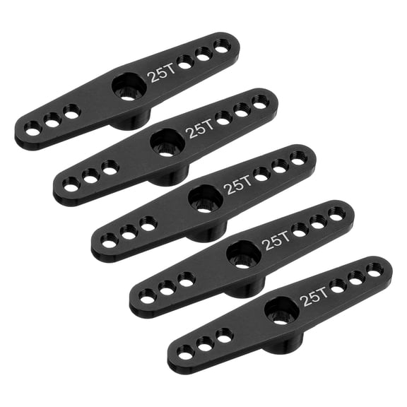 Uxcell 5 Pack Aluminum Servo Horn 25T Servo Horn Steering Double Arms 47mm Length Black Suitable for DIY RC Car/Boat/Airplanes Boat Model Accessories