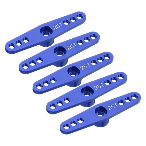 Uxcell 5 Pack Aluminum Servo Horn 25T Servo Horn Steering Double Arms 47mm Length Dark Blue Suitable for DIY RC Car/Boat/Airplanes Boat Model Accessories
