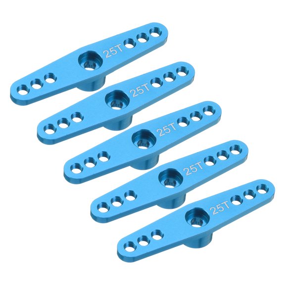 Uxcell 5 Pack Aluminum Servo Horn 25T Servo Horn Steering Double Arms 47mm Length Pale Blue Suitable for DIY RC Car/Boat/Airplanes Boat Model Accessories