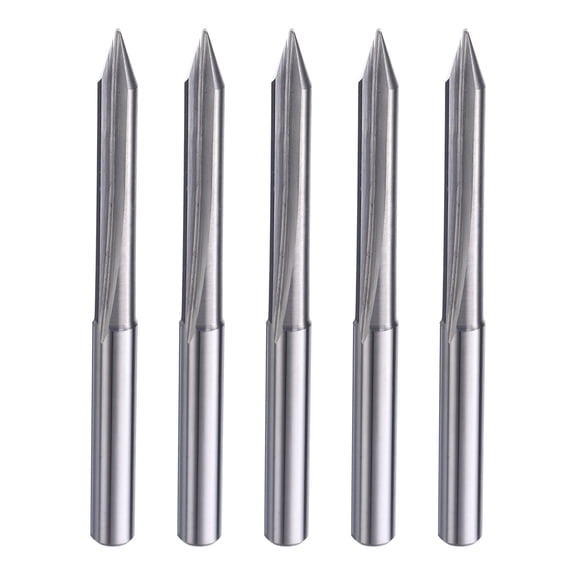 Uxcell 5 Pack CNC V Bit 45 Degree 1/8" Shank 0.3mm Tip Engraving V Bits Chamfer End Mill