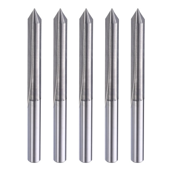Uxcell 5 Pack CNC V Bit 60 Degree 1/8" Shank 0.2mm Tip Engraving V Bits Chamfer End Mill