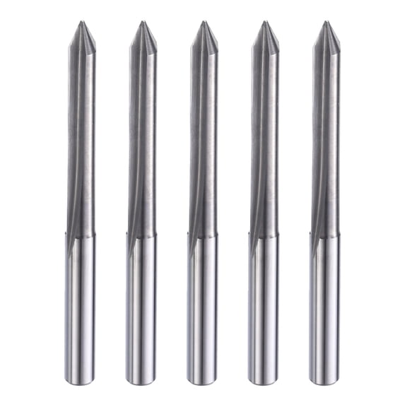 Uxcell 5 Pack CNC V Bit 60 Degree 1/8" Shank 0.3mm Tip Engraving V Bits Chamfer End Mill