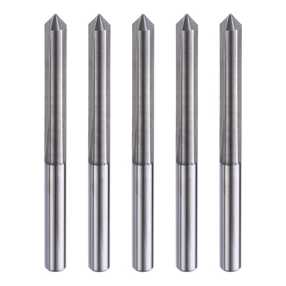 Uxcell 5 Pack CNC V Bit 90 Degree 1/8" Shank 0.3mm Tip Engraving V Bits Chamfer End Mill