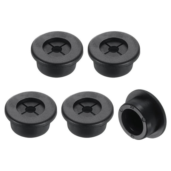 Uxcell 5 Pack Cable Cord Grommet, 7/8" Inch (22mm) Desk Grommet Flexible Rubber Grommets Wire Hole Cover Pass Through for Office Computer Desk Wire Organizer, Black