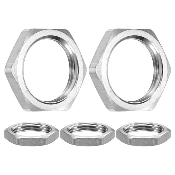 Uxcell 5-Pack Cast Pipe Fitting Hex Locknut, G1 Female Thread Stainless Steel Hex Locking Nut