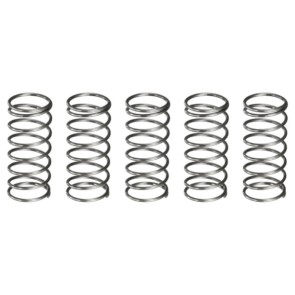 Uxcell 5 Pack Compression Spring, 11mm OD, 0.8mm Wire Size, 25mm Free Length, Spring Steel Construction Extended Mechanical Compression Springs for Shop and Home Repairs, Silver Tone