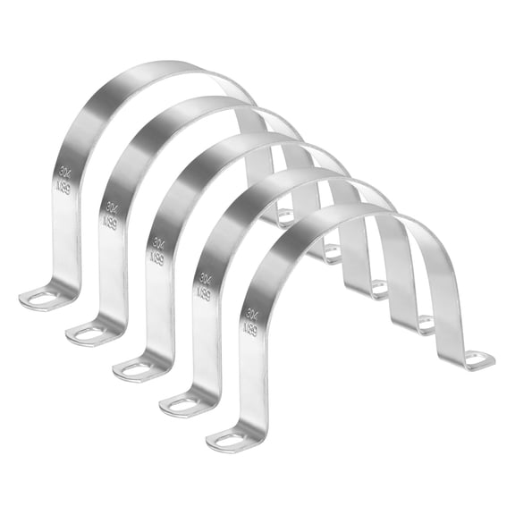 Uxcell 5-Pack Conduit Clamps, 3-1/2" 304 Stainless Steel Rigid Pipe Strap M89 U Bracket Pipe Clamps for Plumbing
