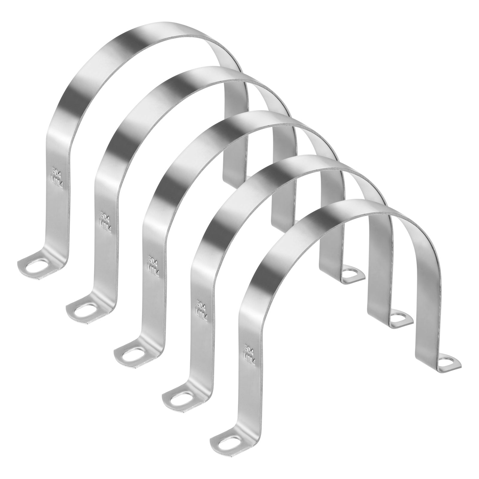 Uxcell 5-Pack Conduit Clamps, 4-1/2" 304 Stainless Steel Rigid Pipe Strap M114 U Bracket Pipe Clamps for Plumbing