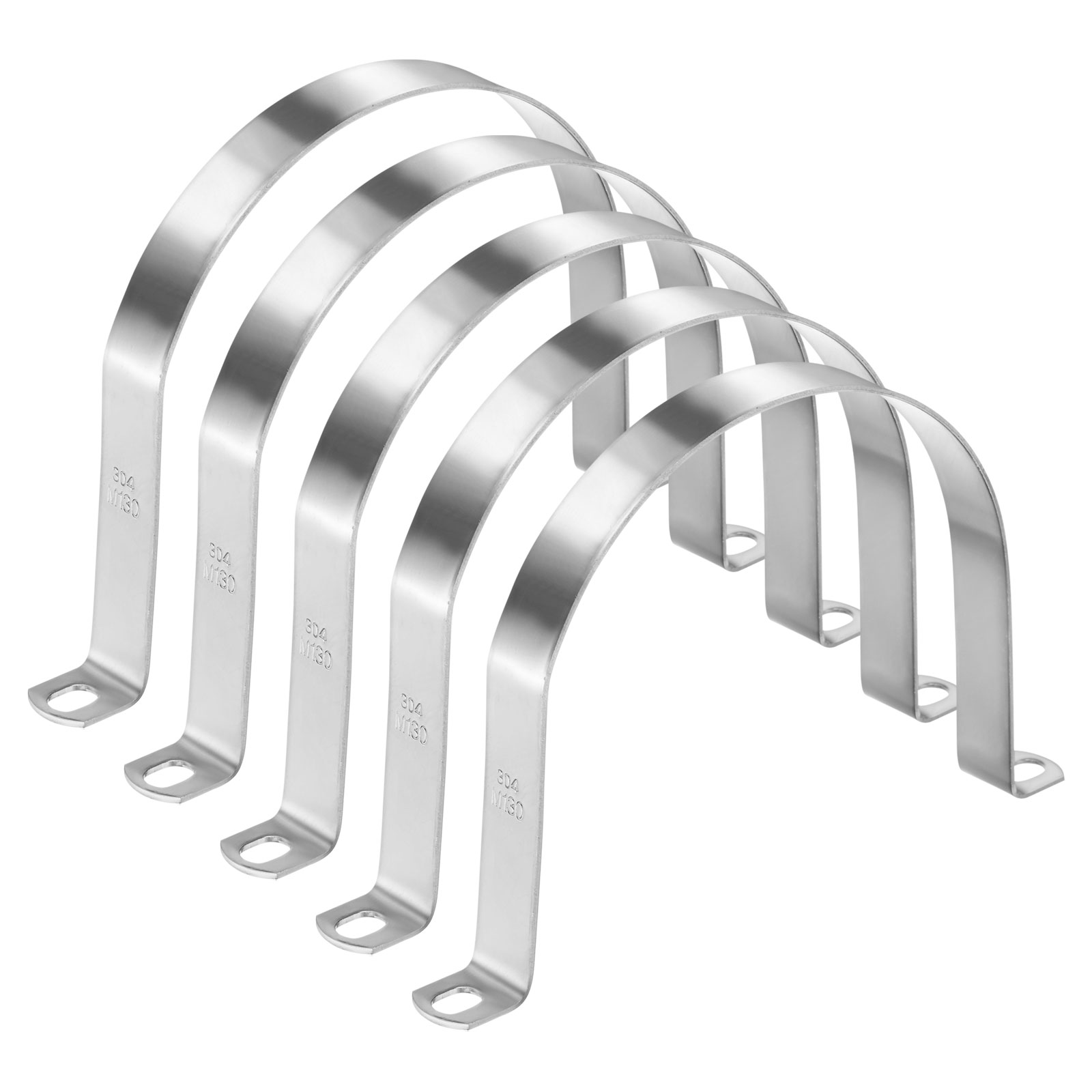Uxcell 5-Pack Conduit Clamps, 5-1/8" 304 Stainless Steel Rigid Pipe Strap M130 U Bracket Pipe Clamps for Plumbing