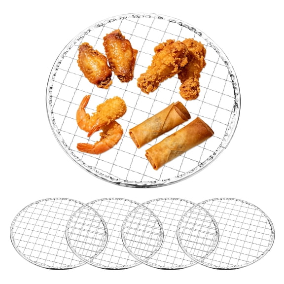 Uxcell 5 Pack Disposable Grill Toppers, Round 6.5 Inch Galvanized Grill Grates, Roasting Racks Replacement for Outdoor BBQ
