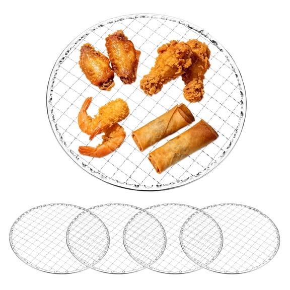 Uxcell 5 Pack Disposable Grill Toppers, Round 7.87'' Galvanized Grill Grates, Roasting Racks Replacement for Outdoor BBQ