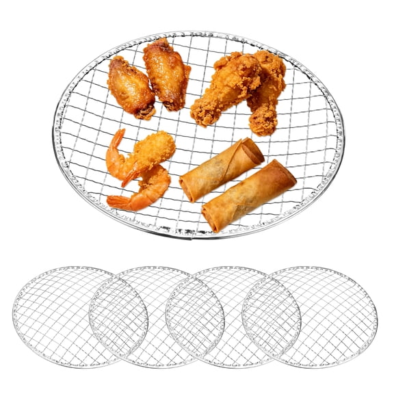 Uxcell 5 Pack Disposable Grill Toppers, Round 7.87 Inch Galvanized Grill Grates, Roasting Racks Replacement for Outdoor BBQ
