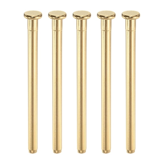 Uxcell 5 Pack Door Hinge Pins, 3.5 Inch Removable Interior Door Security Hinges Pin Screws Replacement Closing Pins Closer for Repair Residential Wood Door Parts, Bright Gold