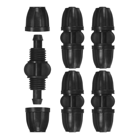 Uxcell 5-Pack Drip Irrigation Barbed Locking Fittings, 3/8 Inch Tubing Connector Plastic Coupling