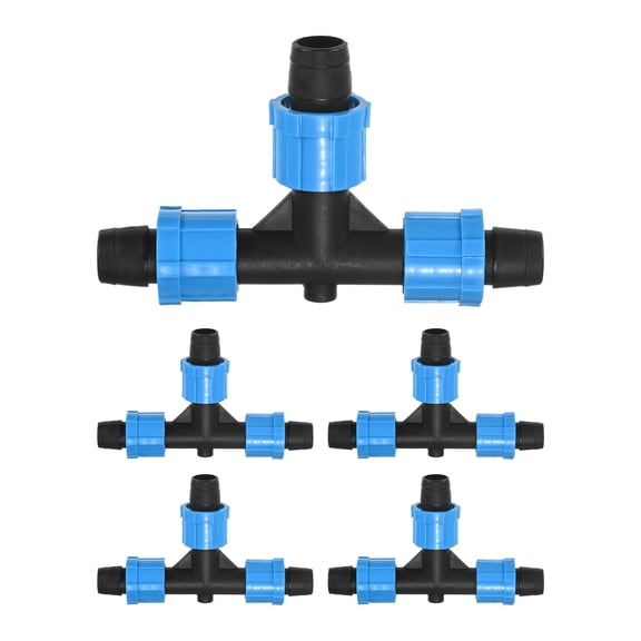 Uxcell 5-Pack Drip Tape Irrigation Tubing 3 Way Tee, for 16-17mm Tubing Plastic Irrigation Coupling
