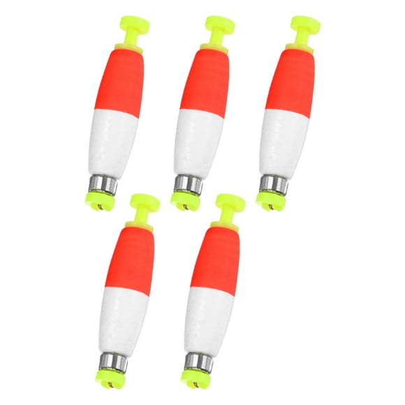 Uxcell 5-Pack Fishing Bobbers Floats, 2 Inch EVA Foam Weighted Bobbers Clip-on Floats Slip Corks Floaters Strong Buoys [Red White]
