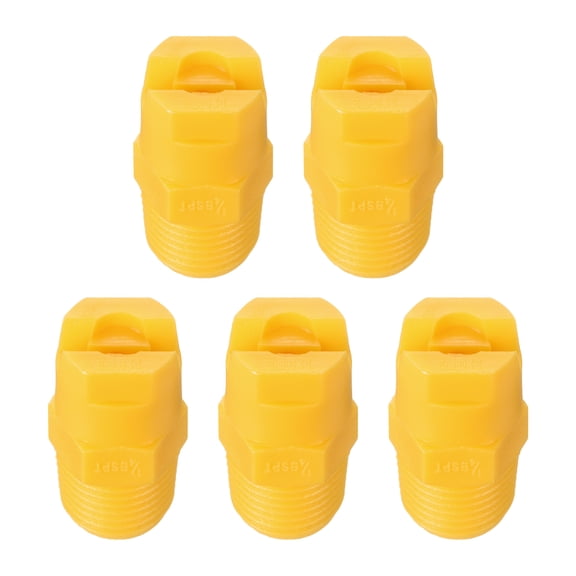 Uxcell 5 Pack Flat Fan Spray Tip, 110 Degree 1.1mm Orifice Diameter 1/4 Inch Male Thread Fan Shaped Plastic Sprayer Yellow Nozzle for Agricultural Industrial Equipment Irrigation Cooling