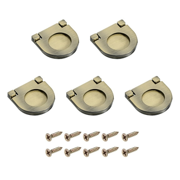 Uxcell 5 Pack Flush Pull Handle, 1.38 Inch Hidden Recessed Furniture Grip Ring Pull, Bronze